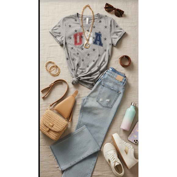 NWT Royce Brand starred Tee with USA  Heather gray size L new 32601 - Picture 2 of 8